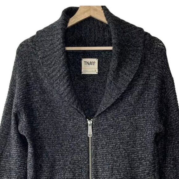 Aritzia Tna Chunky Wool Cardigan Sweater in Grey Size XXS - Picture 2 of 6